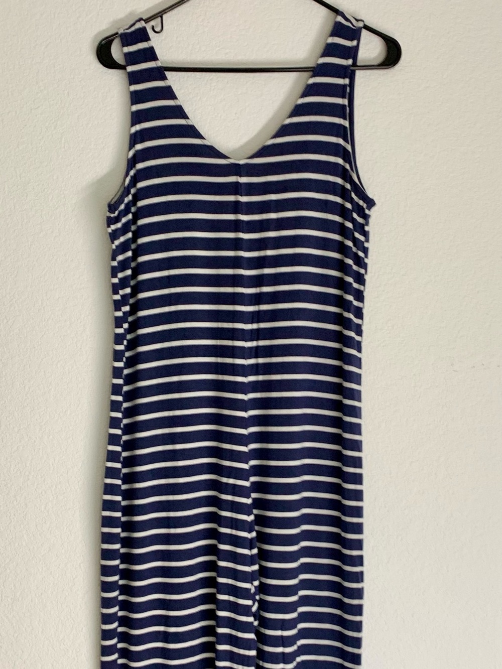 Navy and White Striped Wide Leg Jumpsuit